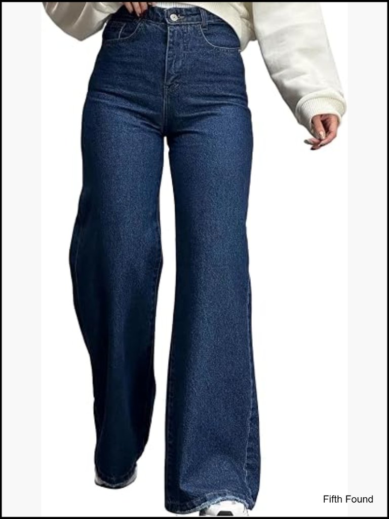 High Waist Straight Leg Loose Stretchy Denim Jeans
